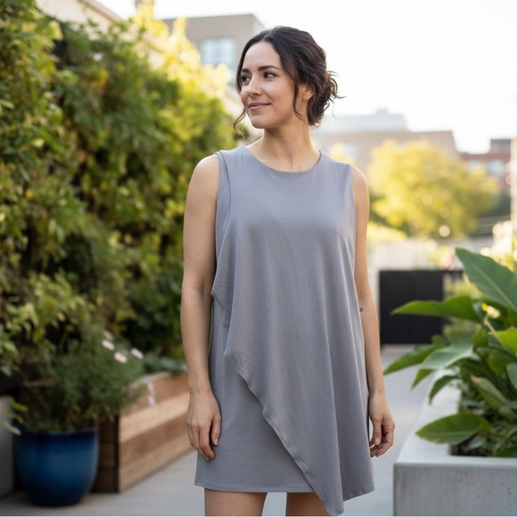 COS Dresses & Skirts - COS Sz M Grey Asymmetrical Lagenlook Cotton Sleeveless Mini Dress